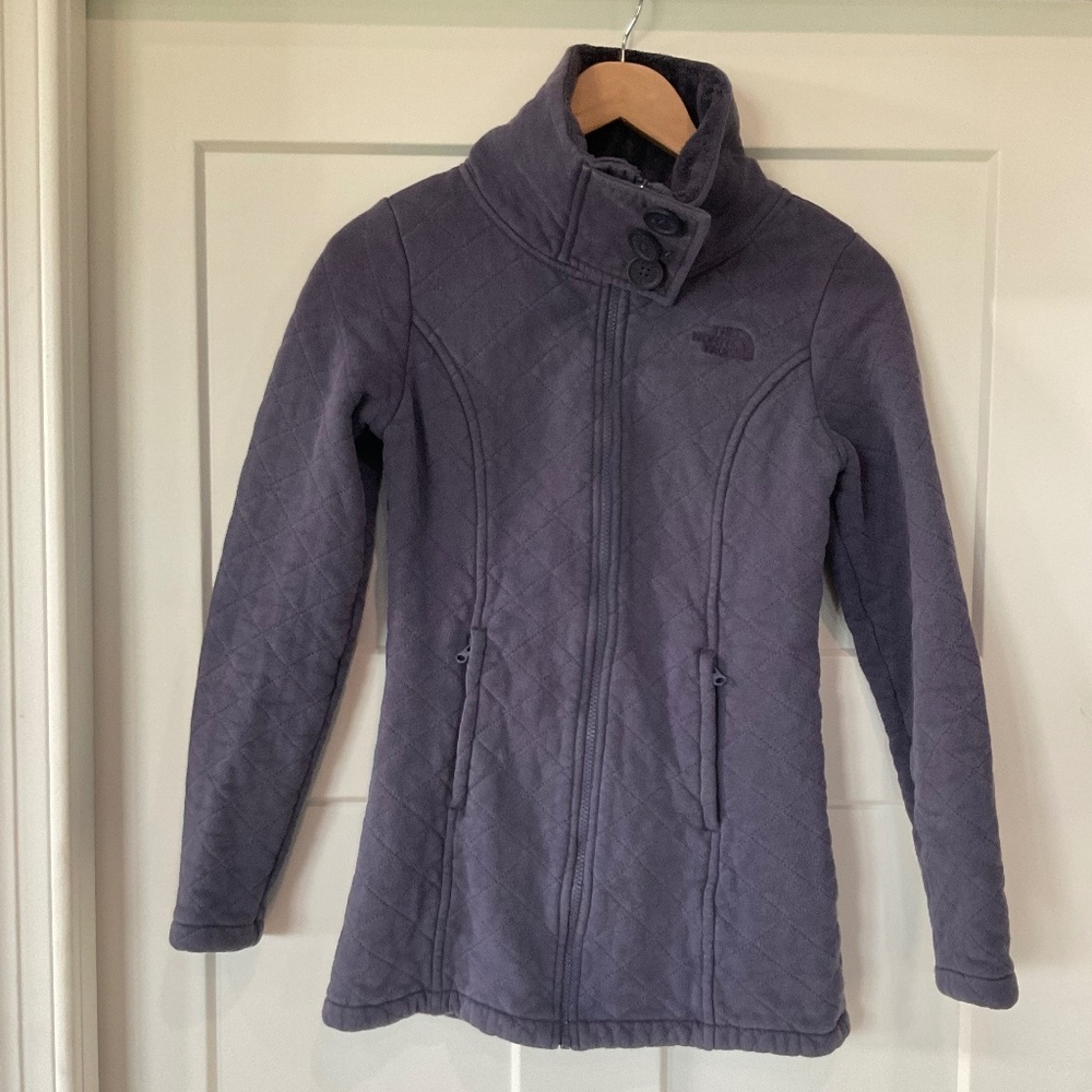 The North Face Caroluna Quilted Jacket Fleece Lined Black Full Zip Coat Size XS